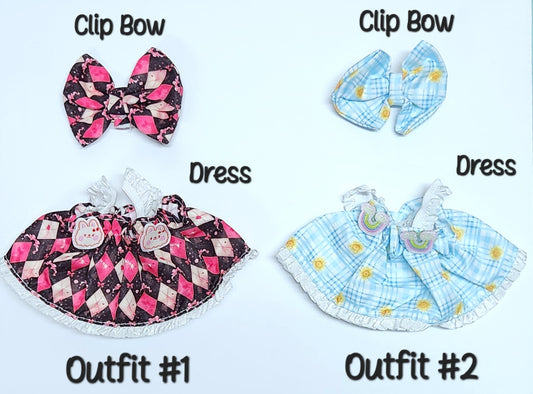 PATTERN OUTFITS for Labubu Dolls - Cute Doll Accessory- Labubu Outfits | Argyle - Plaid - Purple Unicorn - Pink Candy Hearts