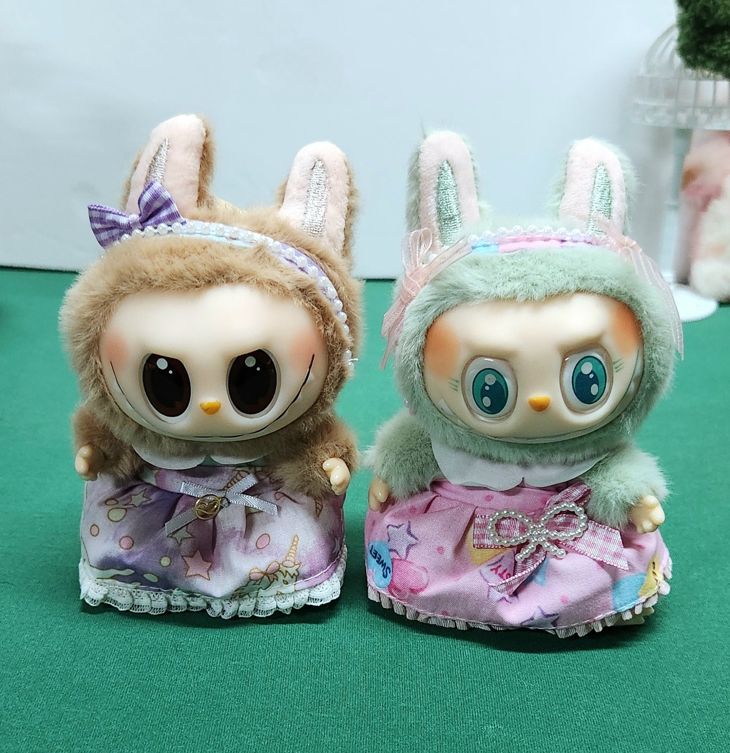 PATTERN OUTFITS for Labubu Dolls - Cute Doll Accessory- Labubu Outfits | Argyle - Plaid - Purple Unicorn - Pink Candy Hearts
