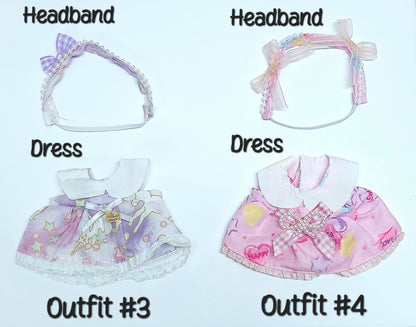PATTERN OUTFITS for Labubu Dolls - Cute Doll Accessory- Labubu Outfits | Argyle - Plaid - Purple Unicorn - Pink Candy Hearts