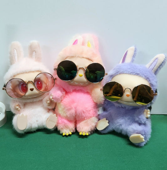 Metal ROUND SUNGLASSES for Labubu Dolls - Labubu Accessory- Labubu Outfits | Shades | Round Sunglasses w/Metal Frame & Tinted Mirrors
