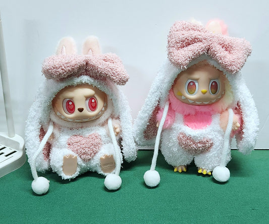 BUNNY OUTFIT for Labubu Dolls - Cute Labubu Accessory- Labubu Outfits - Rabbit Costume - Floppy Ears