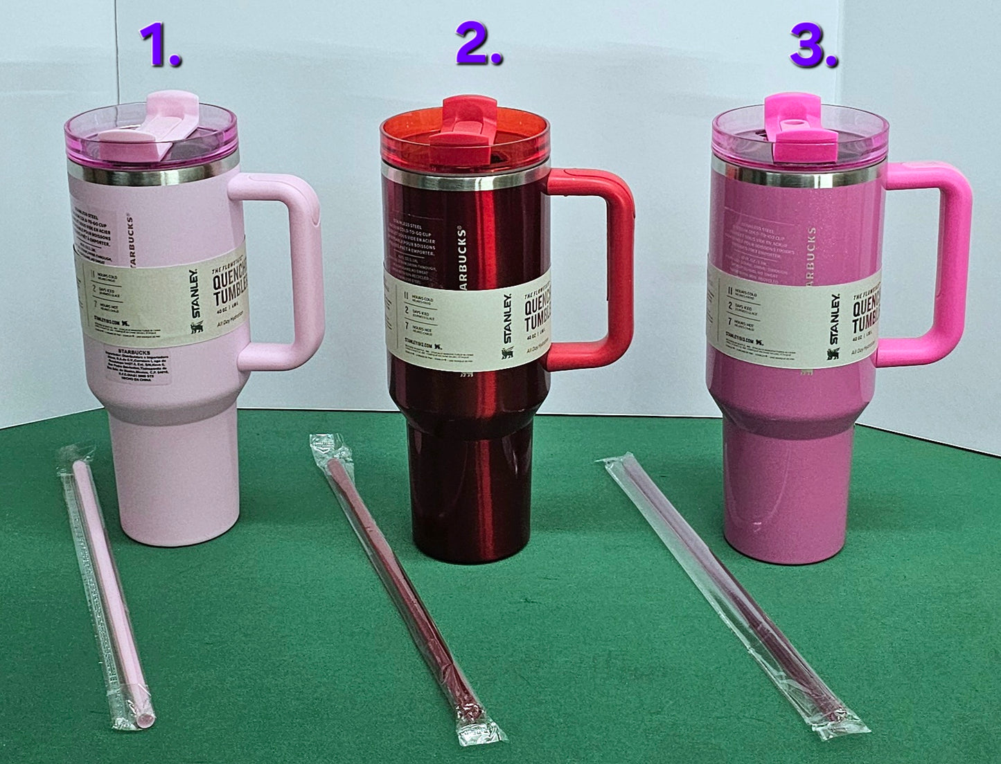 40 OZ Starbucks Limited Edition Stanley Tumblers - Matte Pink | Chrome Red | Magenta Holographic