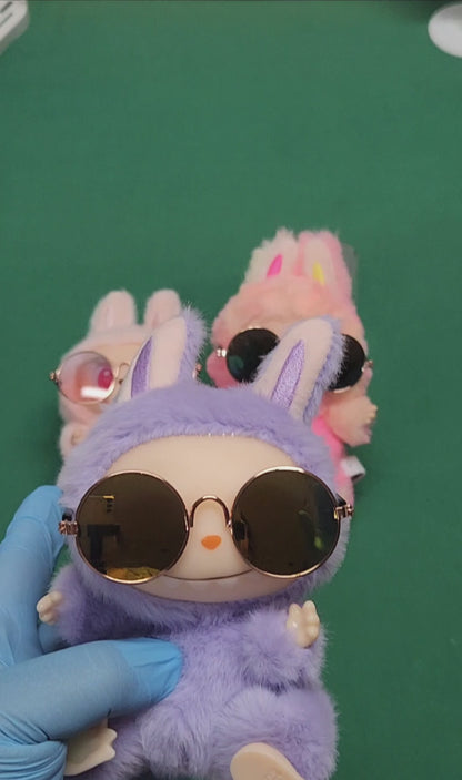 Metal ROUND SUNGLASSES for Labubu Dolls - Labubu Accessory- Labubu Outfits | Shades | Round Sunglasses w/Metal Frame & Tinted Mirrors